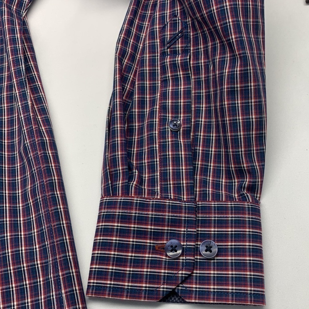 Daniel Hechter Plaid Long Sleeve Modern Fit Shirt No Iron Size M NWT - Picture 3 of 12